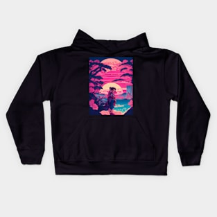 Synthwave japanese princess Kids Hoodie